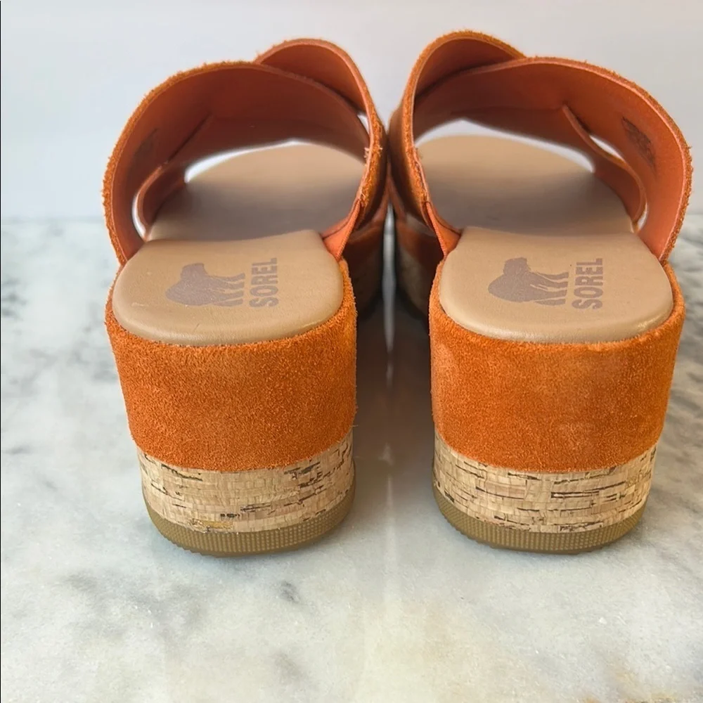 SOREL Sandal Cameron Flatform Mule Suede Orange | 12 - Picture 3 of 5